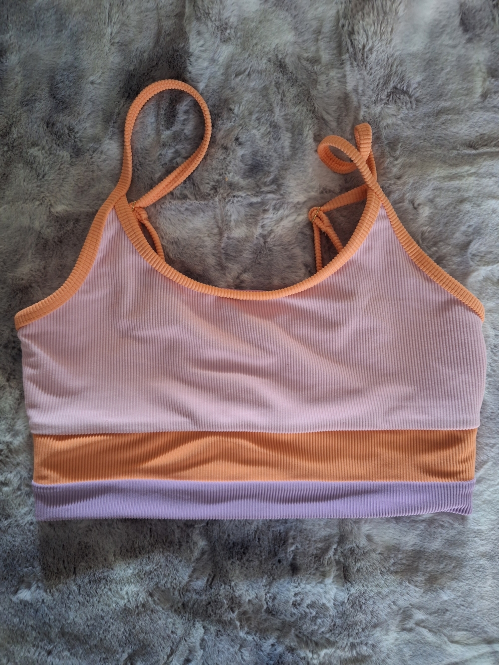 NWOT Beach Riot Women's Colorblock Ribbed Bralette Swim Too Pink & Lavender